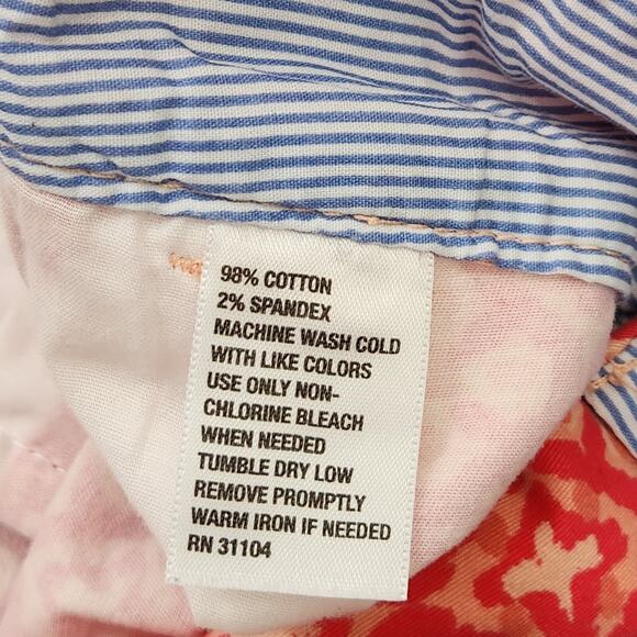 Red Camel Orange Floral Print Flat Front Chino Shorts 9 Juniors Lightweight Soft - Picture 5 of 5